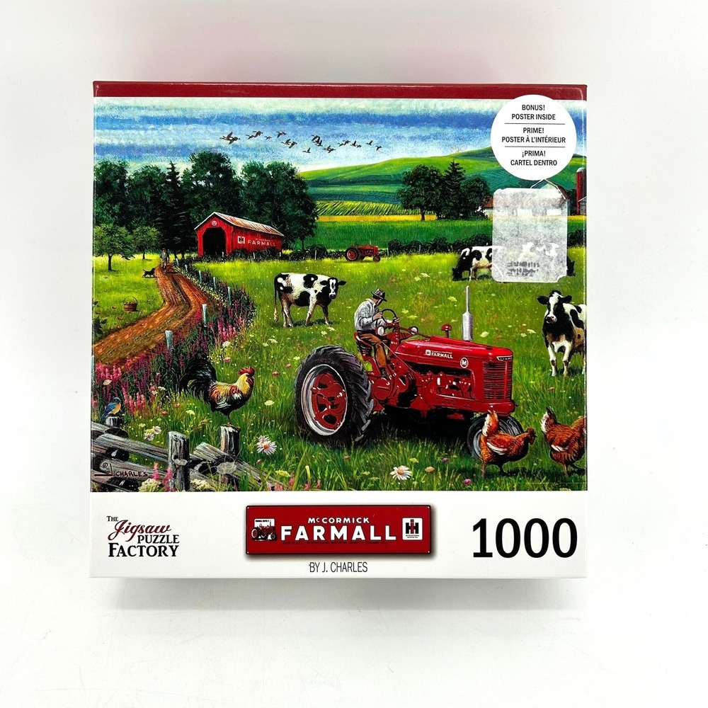 McCormick Farmall Jigsaw Puzzle 1000 Pce J Charles Farm Scene 27x20 Bonus Poster